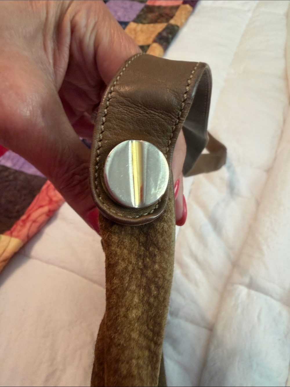 Vintage Borbonese Redwall Italian leather crossbody in brown OP pattern - Picture 3 of 11
